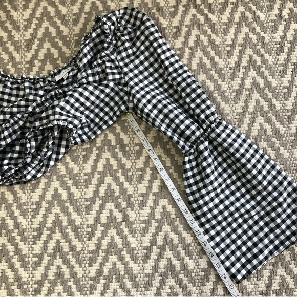 Topshop black and white gingham flute sleeve cropped top size - Picture 8 of 13